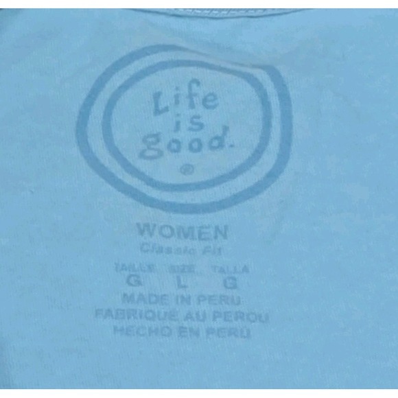 Life Is Good Women's Bike Mountain Sunrise Crusher Tee Sky‎ Blue L - Picture 2 of 8